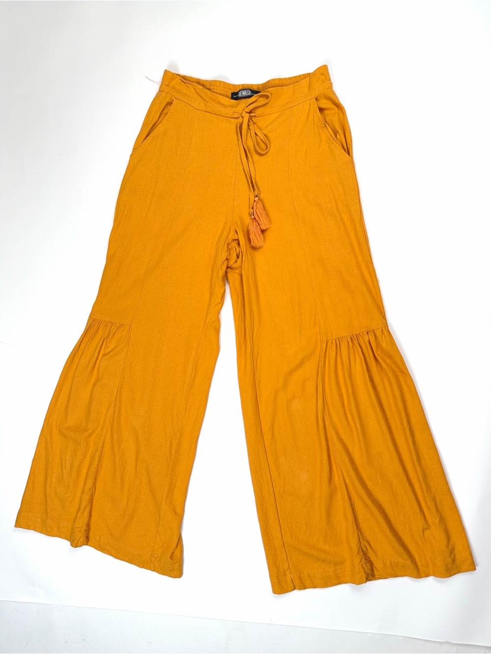 Rewash Brand Rayon Linen Flowy Bohemian Wide Leg Fall Peachy Orange Pants Medium